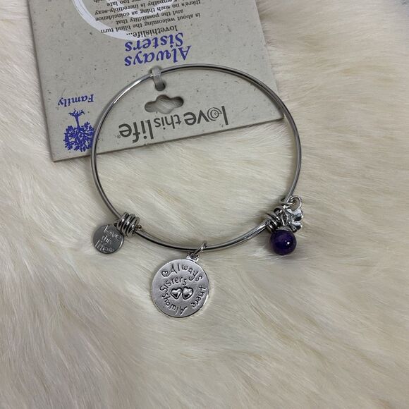 NWT Love This Life Always Sisters Stainless Steel Expandable Bracelet FAMILY - Picture 3 of 4
